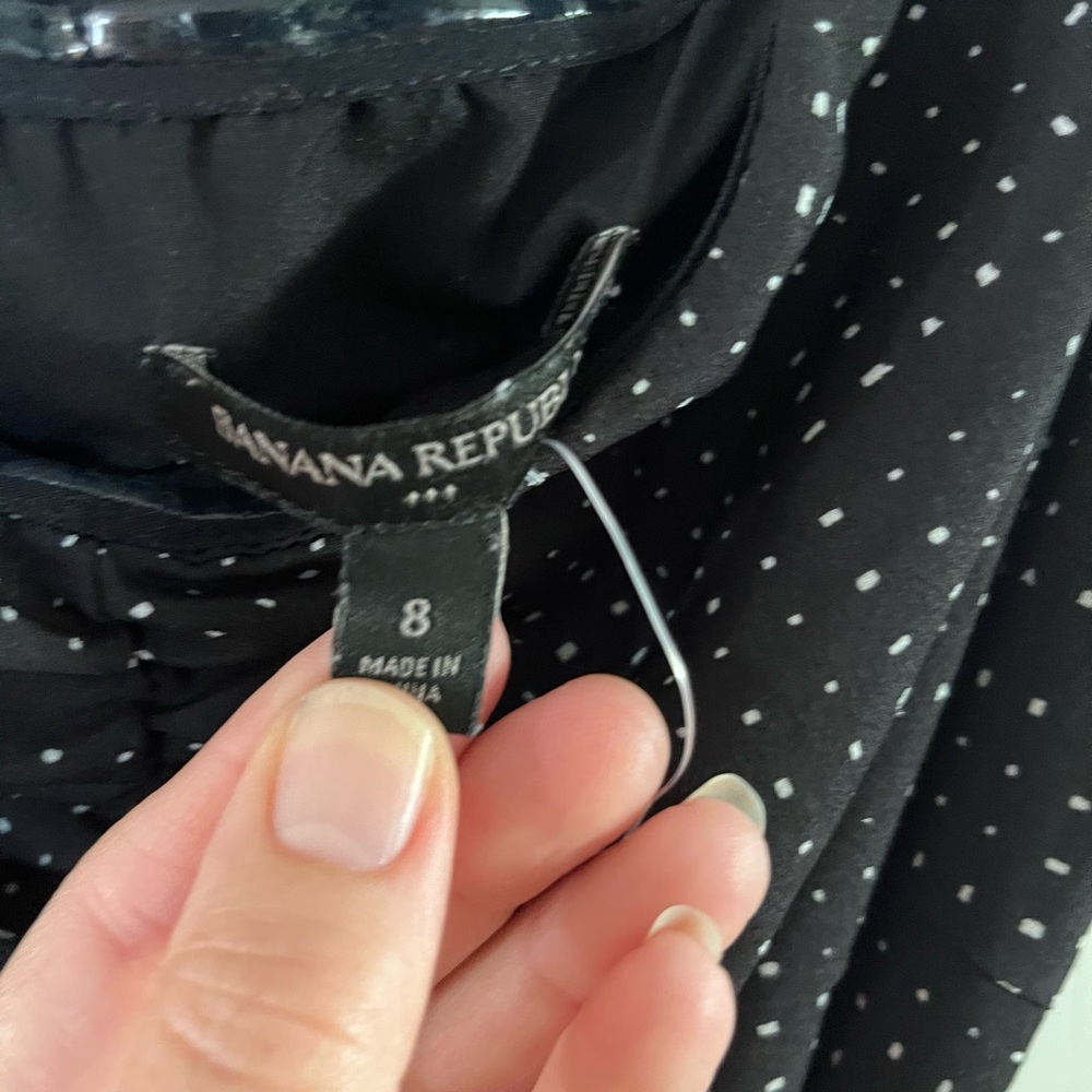 Banana Republic Black Midi Dress with White Dot Pattern - Picture 3 of 4